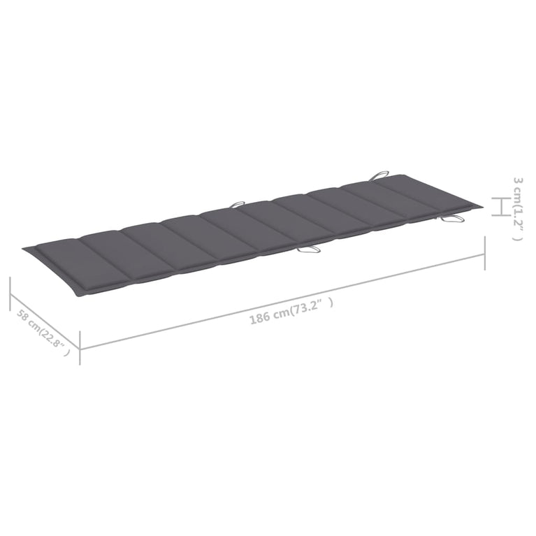 Ligbed met kussen massief acaciahout grijs