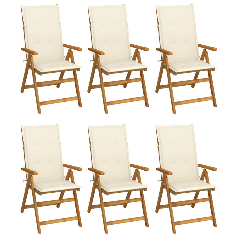 Tuinstoelen 6 st inklapbaar met kussens massief acaciahout