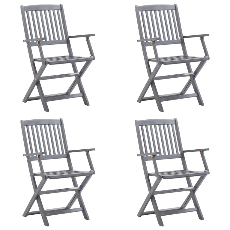 Tuinstoelen 4 st inklapbaar met kussens massief acaciahout