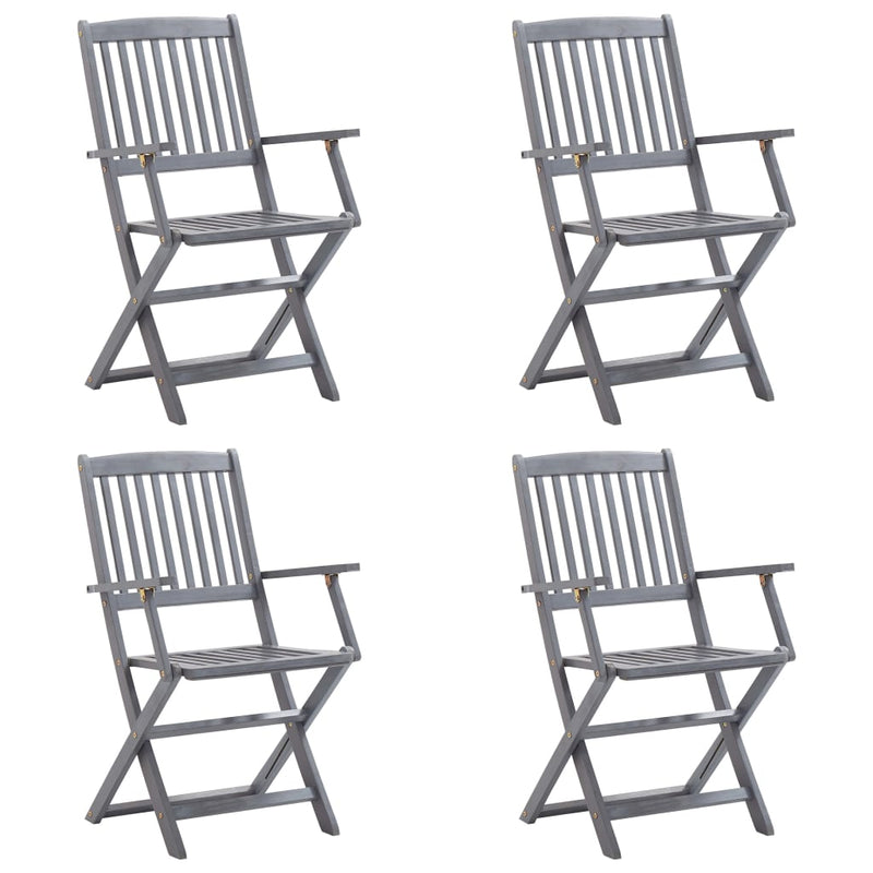 Tuinstoelen 4 st inklapbaar met kussens massief acaciahout