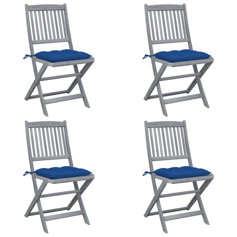 Tuinstoelen 4 st inklapbaar met kussens massief acaciahout