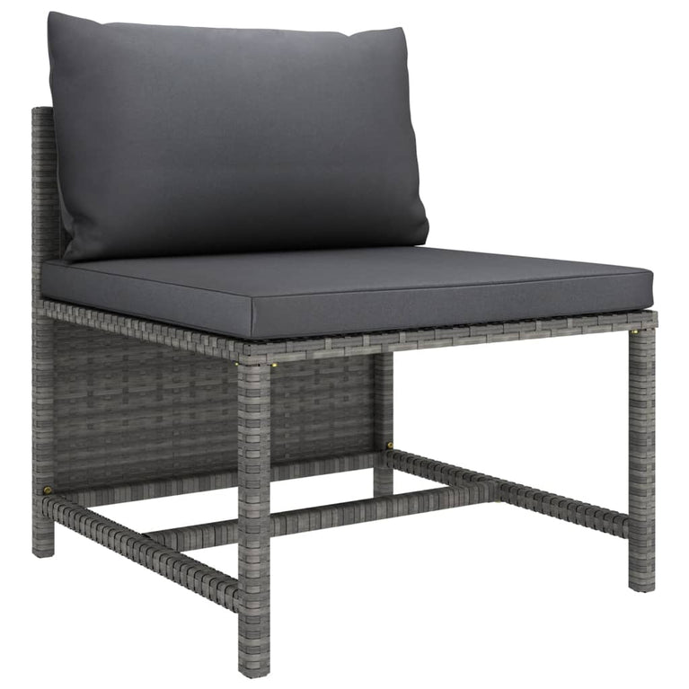 9-delige Loungeset met kussens poly rattan grijs