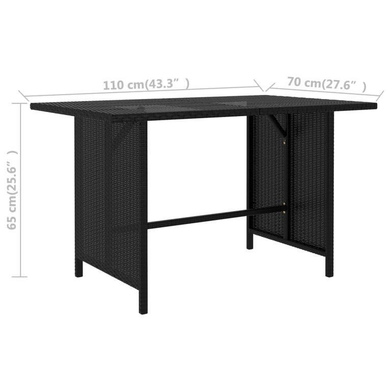 9-delige Loungeset met kussens poly rattan zwart