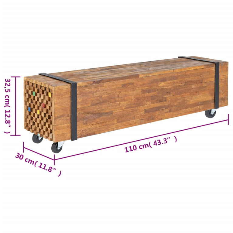 Tv-meubel 110x30x32,5 cm massief teakhout