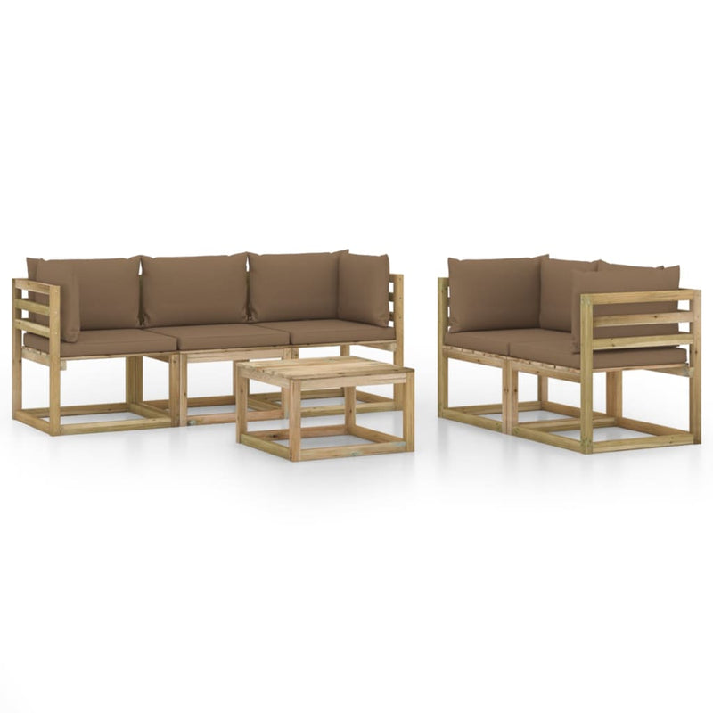 6-delige Loungeset met taupe kussens