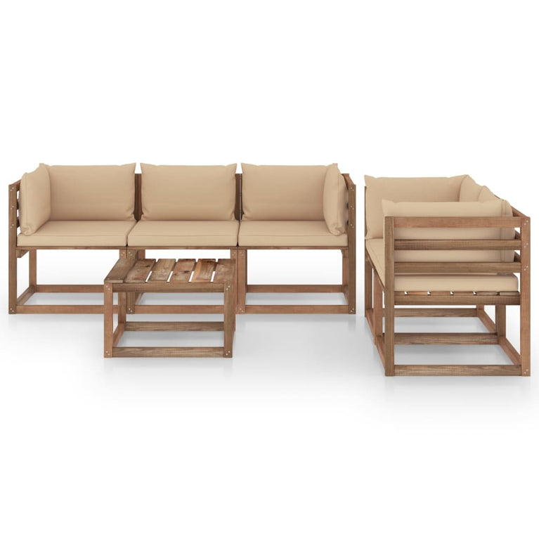 6-delige Loungeset met beige kussens