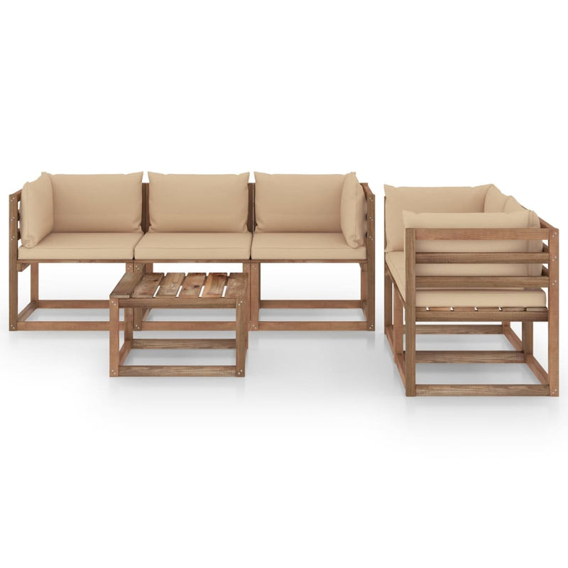 6-delige Loungeset met beige kussens