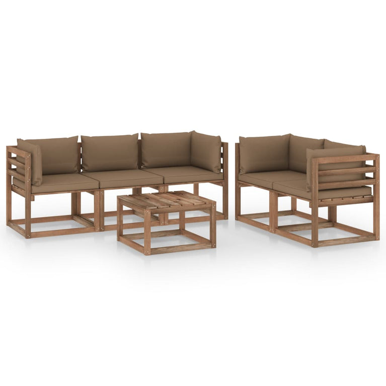 6-delige Loungeset met taupe kussens