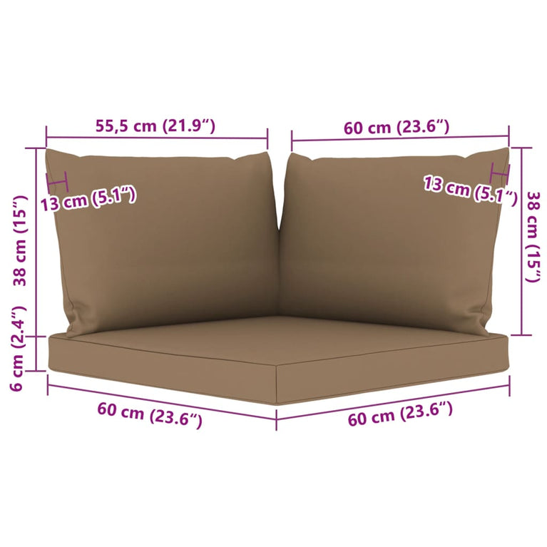 6-delige Loungeset met taupe kussens