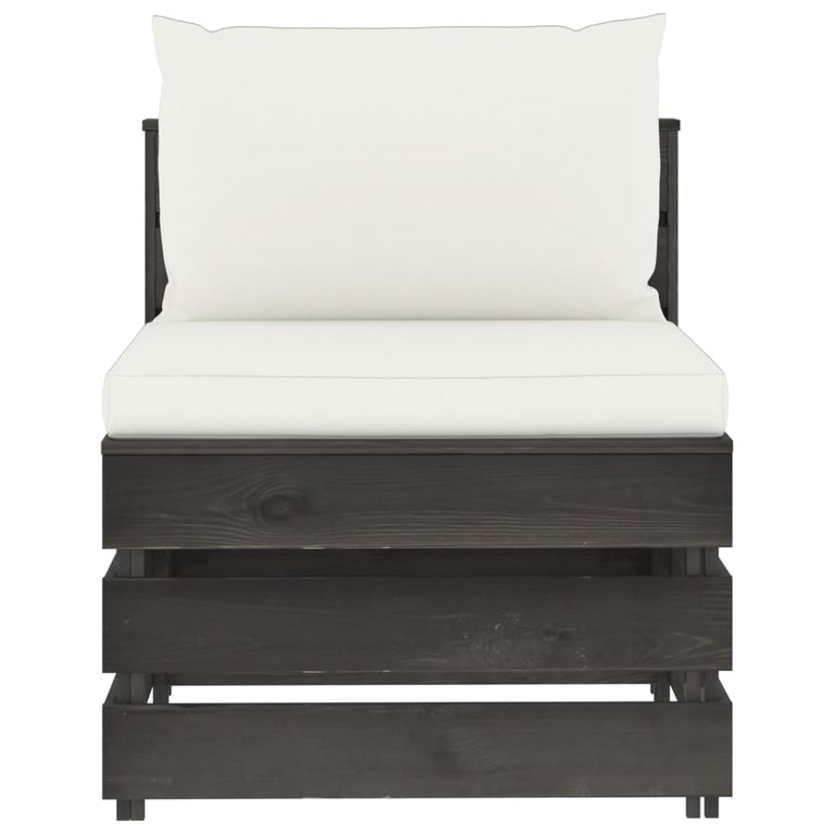 8-delige Loungeset met kussens grijs geïmpregneerd hout