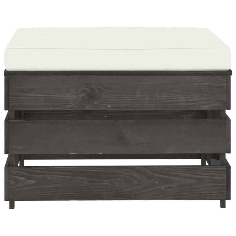 8-delige Loungeset met kussens grijs geïmpregneerd hout