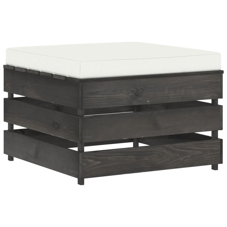 7-delige Loungeset met kussens grijs geïmpregneerd hout