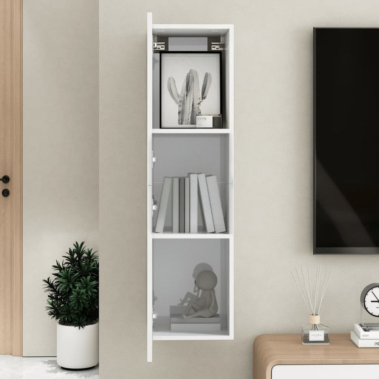 Tv-meubel 30,5x30x110 cm bewerkt hout hoogglans wit