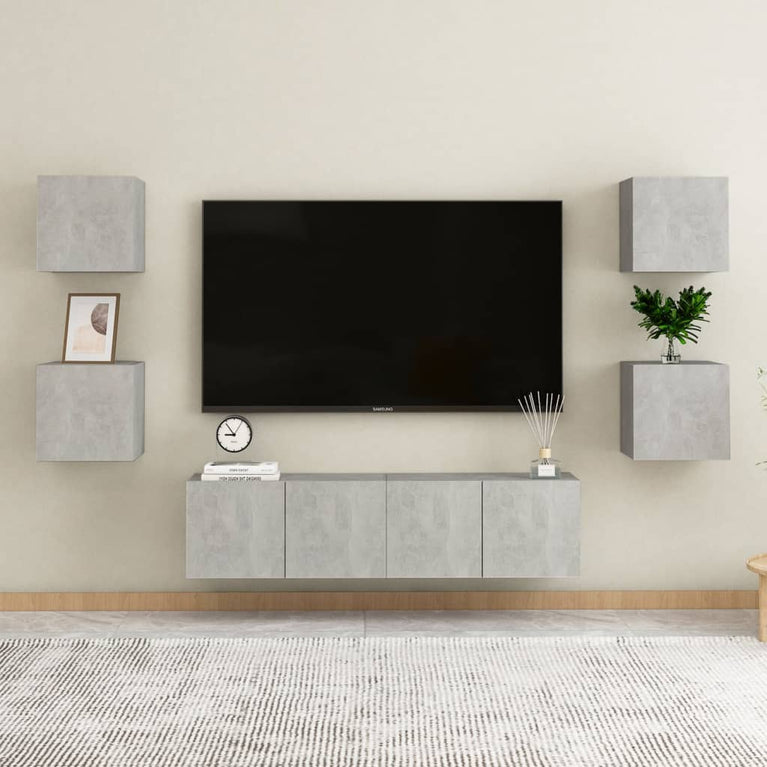 Tv-wandmeubelen 4 st 30,5x30x30 cm betongrijs