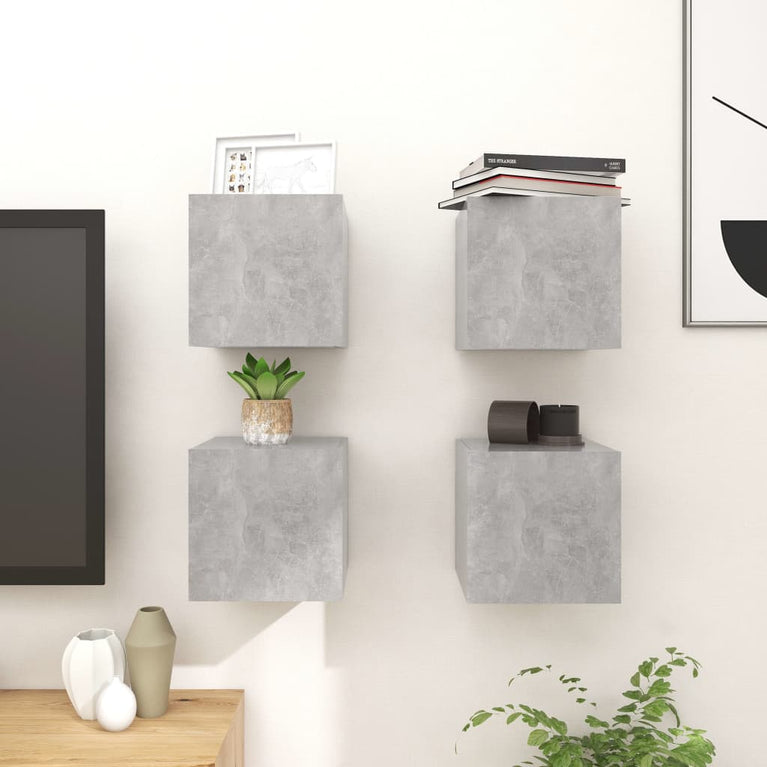 Tv-wandmeubelen 4 st 30,5x30x30 cm betongrijs