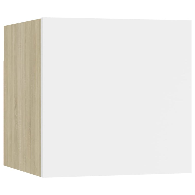 Tv-wandmeubel 30,5x30x30 cm wit en sonoma eikenkleurig