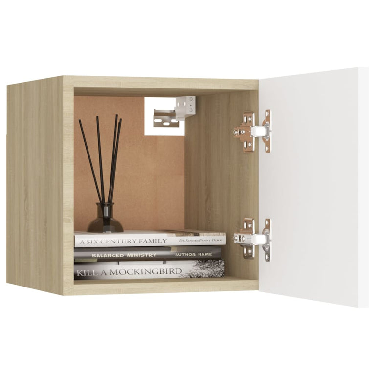 Tv-wandmeubel 30,5x30x30 cm wit en sonoma eikenkleurig