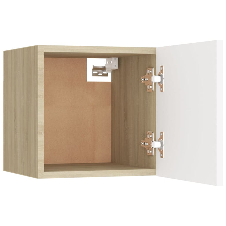 Tv-wandmeubel 30,5x30x30 cm wit en sonoma eikenkleurig