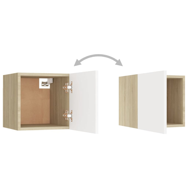 Tv-wandmeubel 30,5x30x30 cm wit en sonoma eikenkleurig