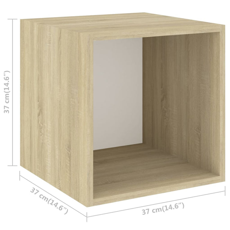 Wandkasten 2 st 37x37x37 cm bewerkt hout wit sonoma eikenkleur
