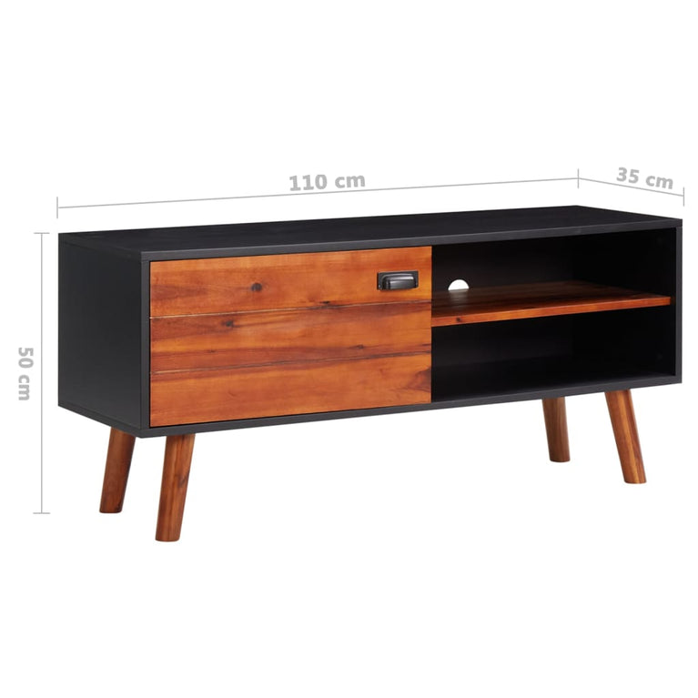 Tv-meubel 110x35x50 cm massief acaciahout en MDF
