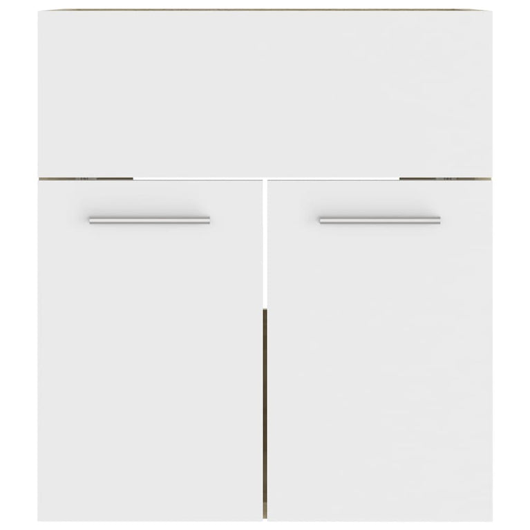 Wastafelkast met ingebouwde wastafel spaanplaat wit en eiken