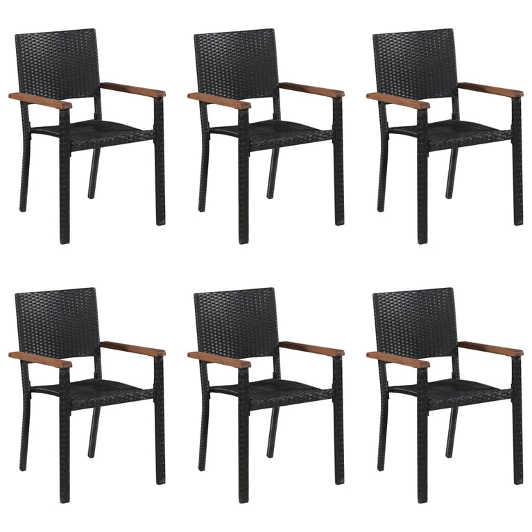 7-delige Tuinset poly rattan zwart