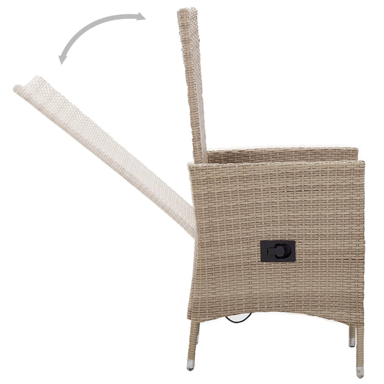 7-delige Tuinset poly rattan beige