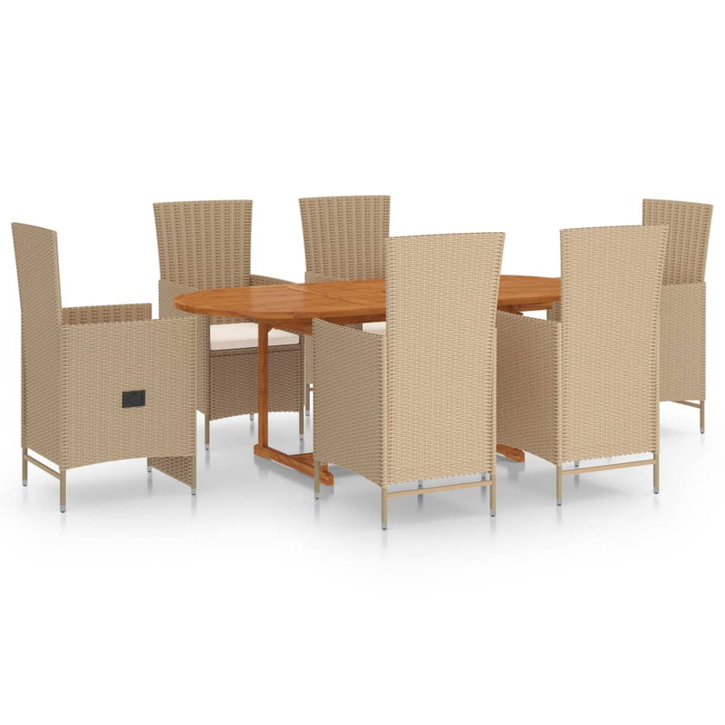 7-delige Tuinset poly rattan beige