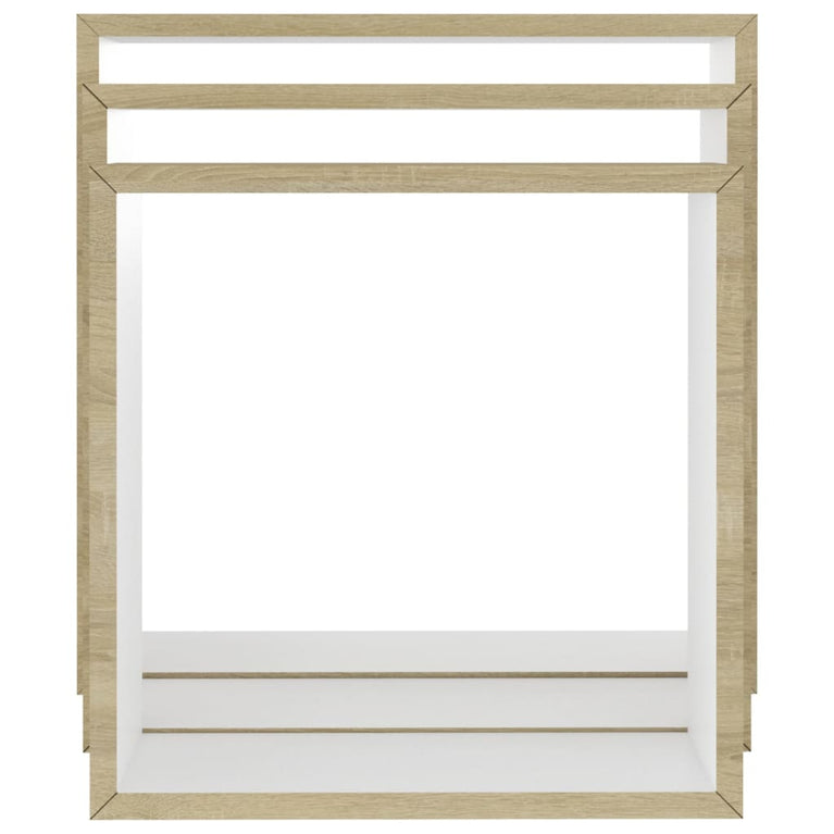 Wandschappen kubus 3 st wit en sonoma eikenkleurig