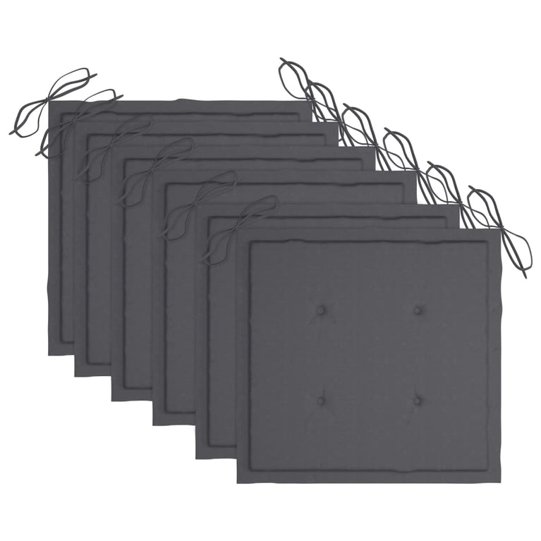 Tuinstoelen 6 st inklapbaar met kussens massief teakhout