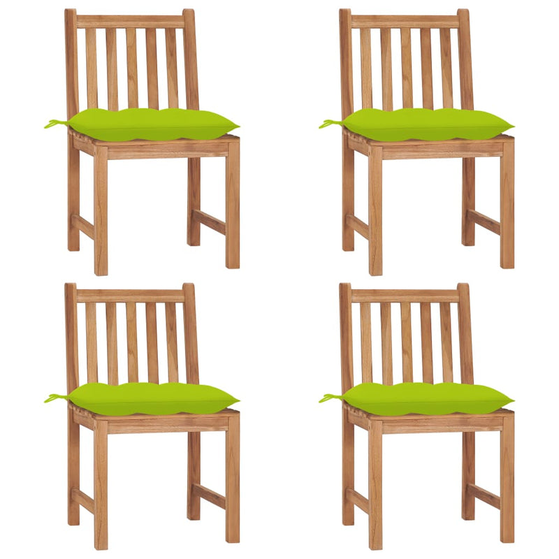Tuinstoelen 4 st met kussens massief teakhout