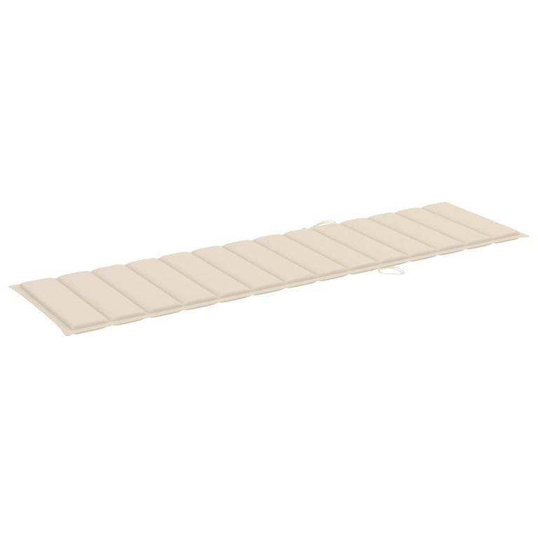 Ligbedden 2 st met tafel en kussens massief teakhout