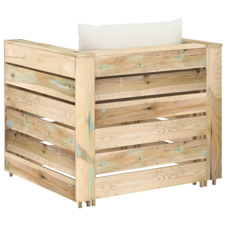 2-delige Loungeset met kussens groen geïmpregneerd hout