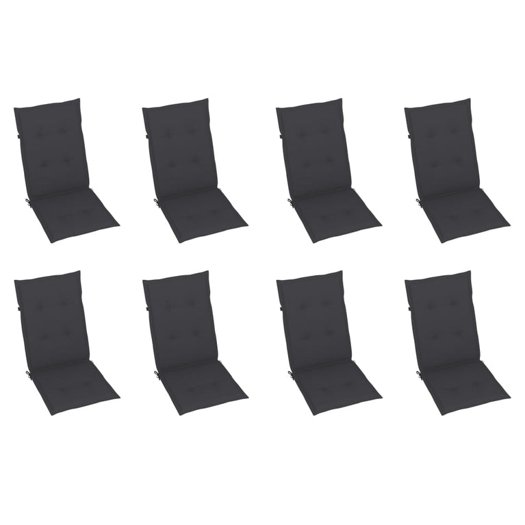 Tuinstoelen 8 st inklapbaar met kussens massief acaciahout