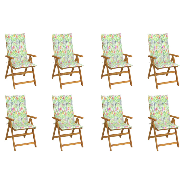 Tuinstoelen 8 st inklapbaar met kussens massief acaciahout