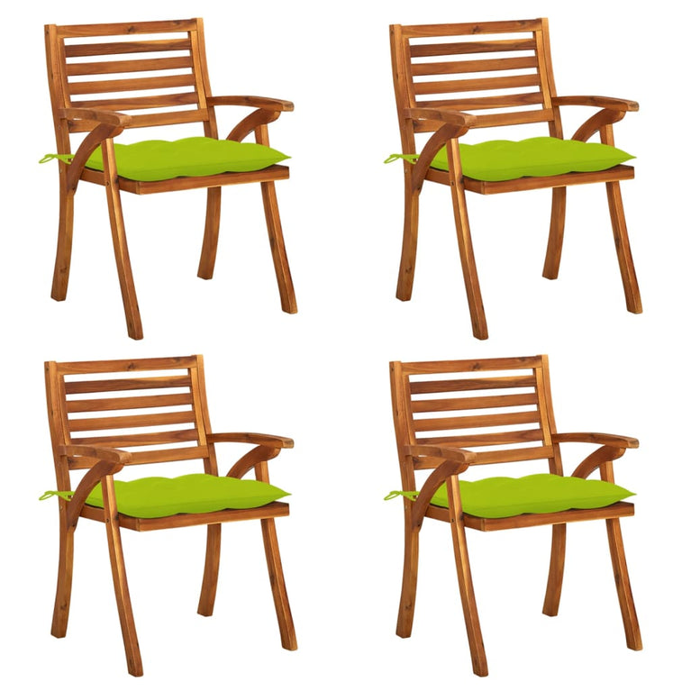 Tuinstoelen 4 st met kussens massief acaciahout