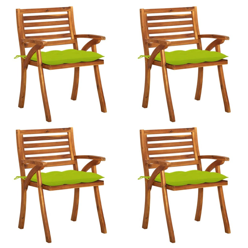 Tuinstoelen 4 st met kussens massief acaciahout