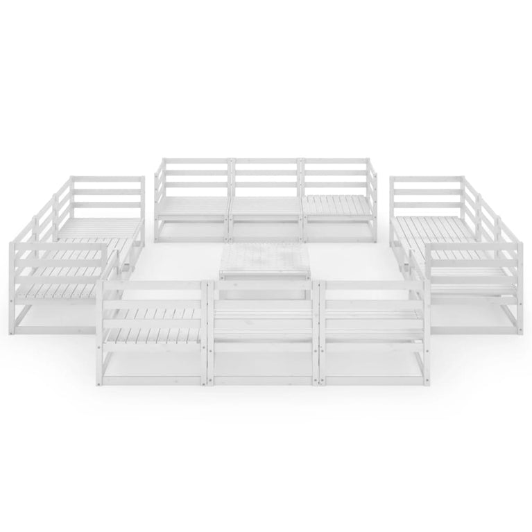 13-delige Loungeset massief grenenhout wit