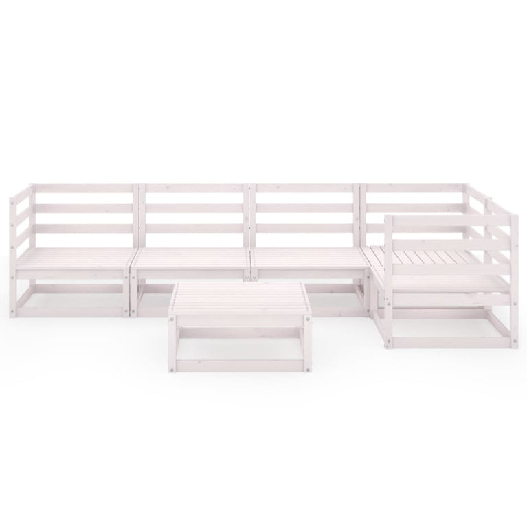 6-delige Loungeset massief grenenhout wit