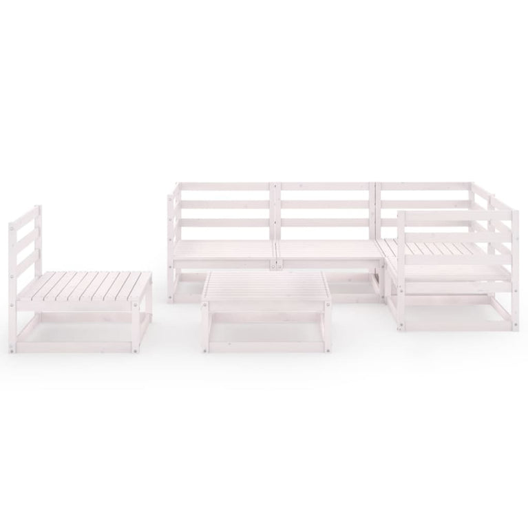 6-delige Loungeset massief grenenhout wit