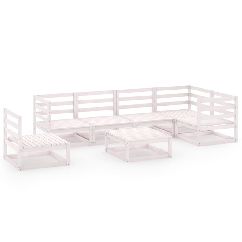 7-delige Loungeset massief grenenhout wit