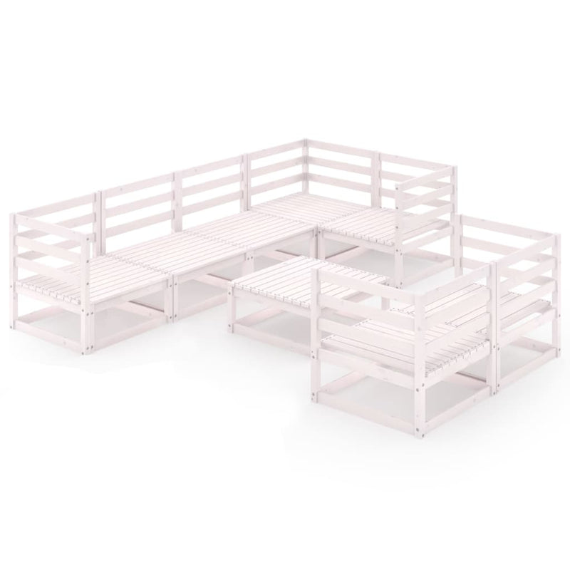 8-delige Loungeset massief grenenhout wit