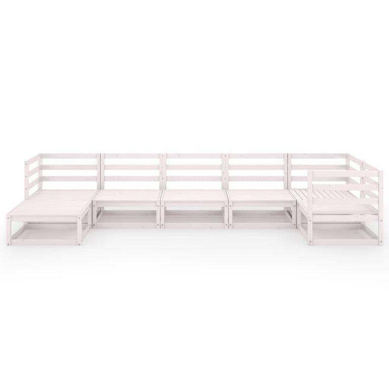 7-delige Loungeset massief grenenhout wit