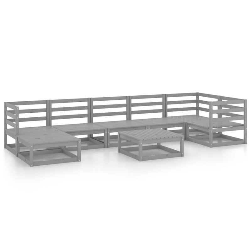 8-delige Loungeset massief grenenhout grijs
