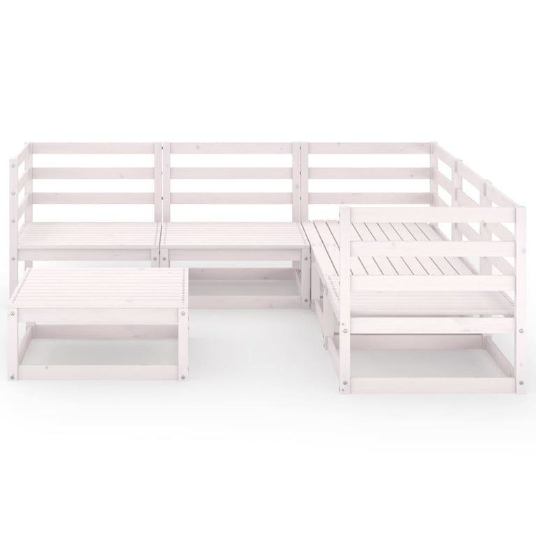 6-delige Loungeset massief grenenhout wit