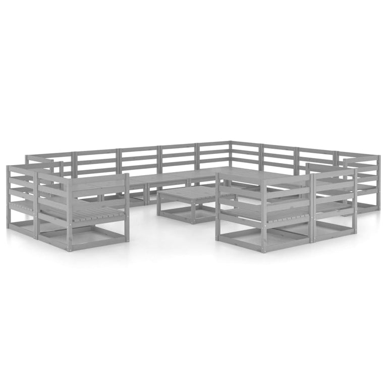 13-delige Loungeset massief grenenhout grijs