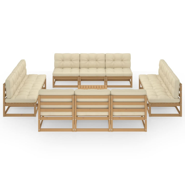 13-delige Loungeset met kussens massief grenenhout