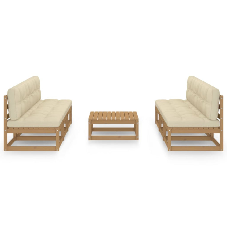 7-delige Loungeset met kussens massief grenenhout