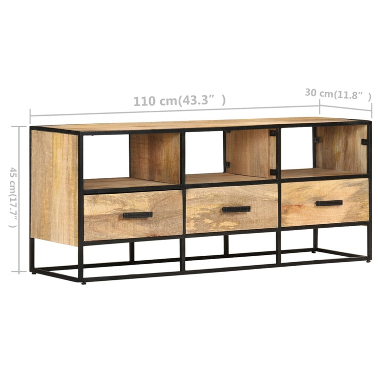Tv-meubel 110x30x45 cm ruw mangohout